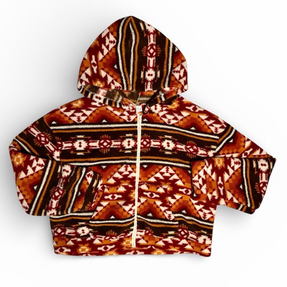 Southwestern Fleece Front Zip Hoodie Jacket size XL